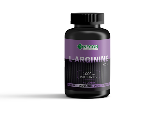 NECON L-Arginine 1000 mg | 60 Tablets | Fuels Muscle Growth | Boosts Nitric Oxide Production | Improved Oxygen Flow | Supports Heavy Training | 1000mg Per Serving