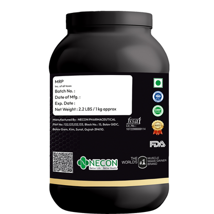 Necon Mass High Protein High Calorie Weight Gainer Powder Flavor Milk Chocolate  -1 kg with Vitamins and Minerals, Vegetarian