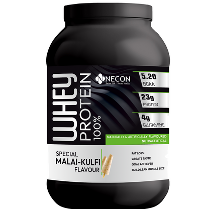 Necon Whey Protein Powder Flovour Special Malai-Kulfi , 23g Protein, 5.20g BCAA, 4g, Glutamine 0.99 kg.