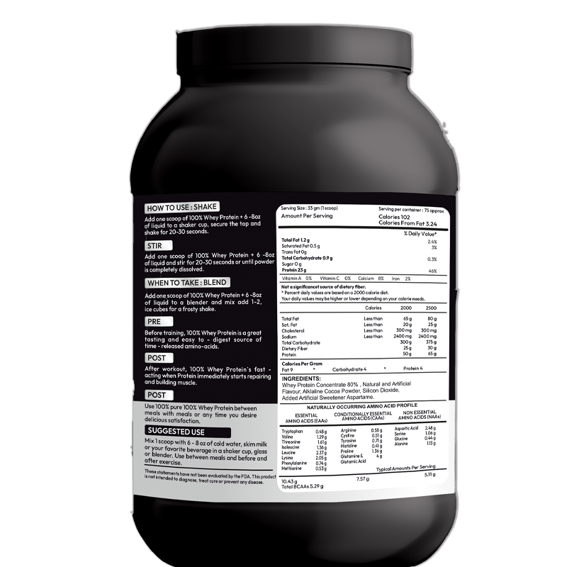 Necon Whey Protein Powder Flovour Cooki & Cream, 23g Protein, 5.20g BCAA, 4g, Glutamine 0.99 kg.